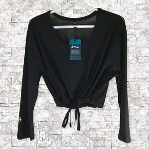 P'tula Molly Women's Top Size XS Freestyle 3/4 Cinched Waist Baggy Black